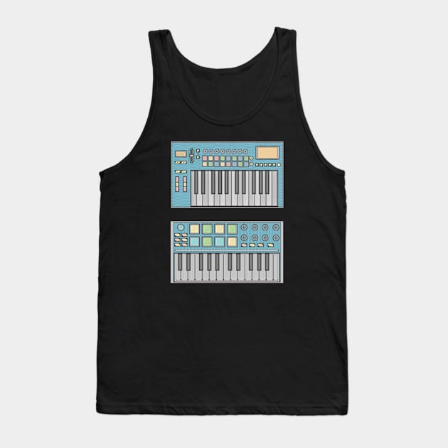 Blue Mini Synthesizer Tank Top by milhad